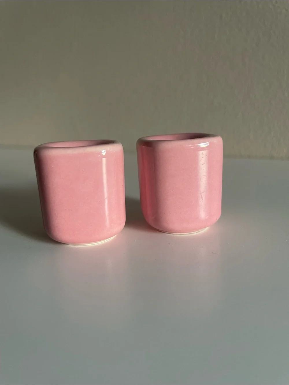 Pink Ceramic Taper Candle Holders